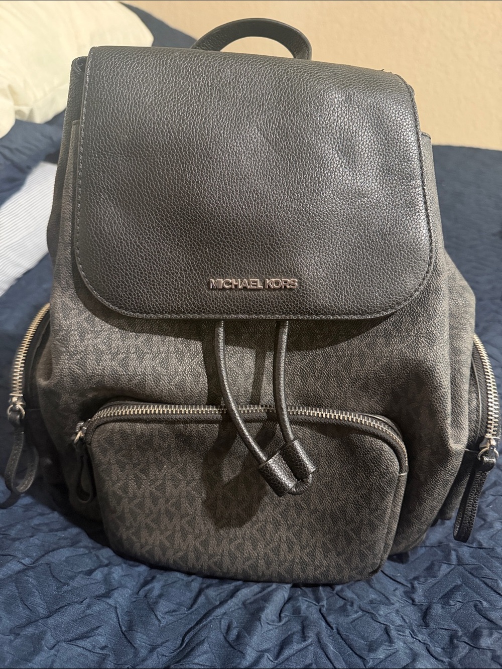 Michael Kors Charcoal/Black MK Logo Backpack